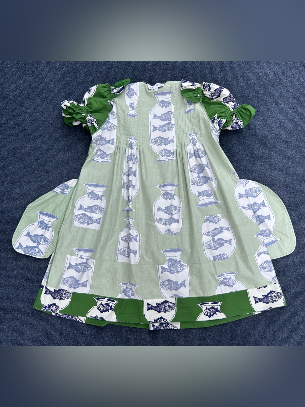 **SOLD** HUNTER BELL Wilkes Cotton Puff Sleeve Mini Dress in Herring Green Small - Picture 10 of 16
